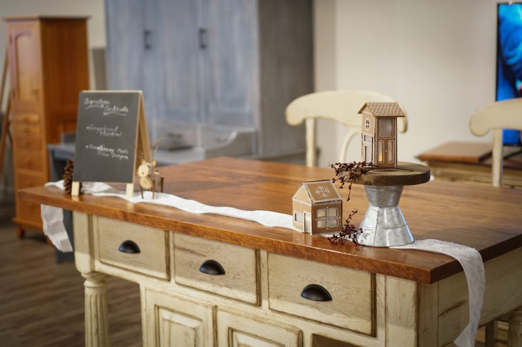 Kitchen Island with Christmas Decorations