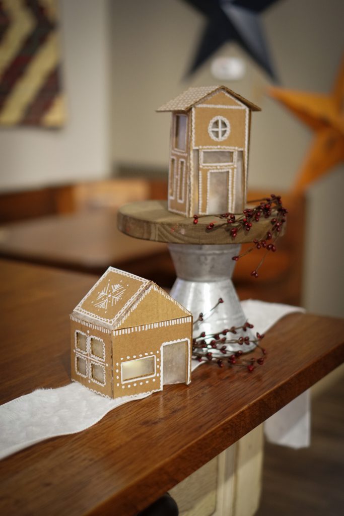 Tiny Cardboard Gingerbread Houses