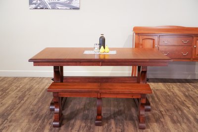Barstow Trestle Table with Plank Top and Breadboard Ends