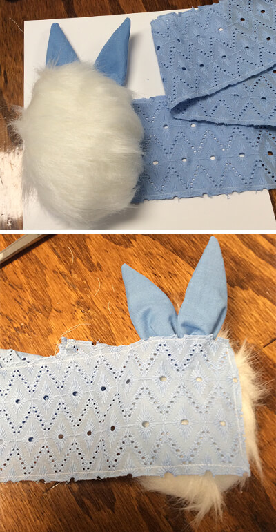 Gluing Cottontail onto Sash