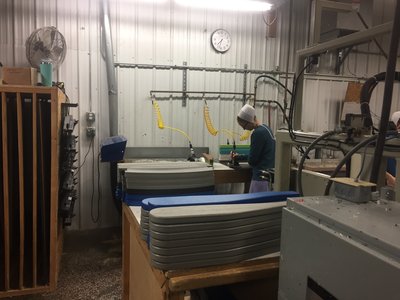 An Amish woman at work at Berlin Gardens shop in Ohio.