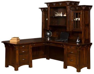 Amish Manitoba L Desk with Optional Topper