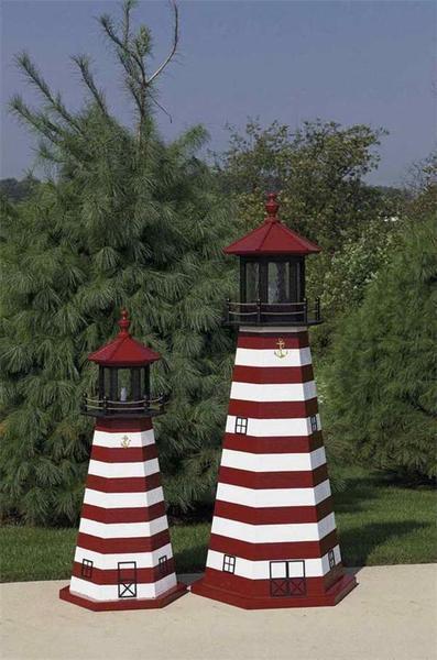 Amish Made West Quoddy Wooden Garden Lighthouse