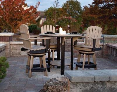 The Amish Poly Patio Pub Table Set with Four Swivel Bar Chairs