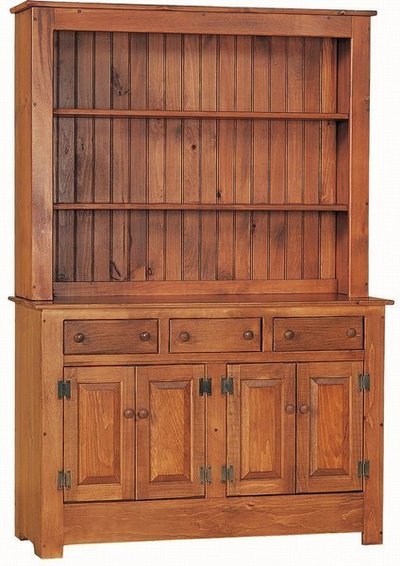 Amish Primitive Pine Wood Farmhouse Hutch