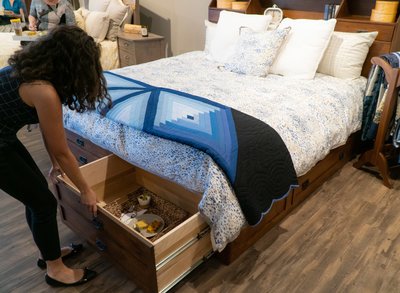 Storage bed in the DutchCrafters Showroom