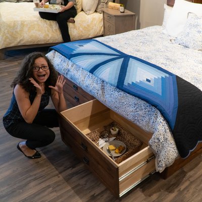 Surprise storage in the Amish Laramie Storage Bed