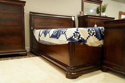 Amish Versailles Euro Sleigh Bed at the DutchCrafters Showroom