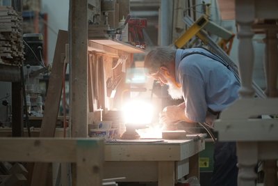 Inside an Amish wood shop