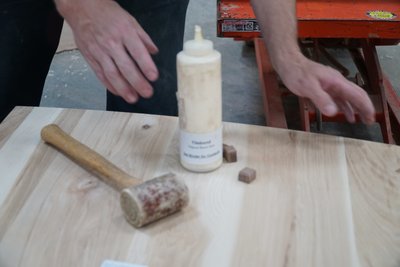 A work table in an Amish wood shop