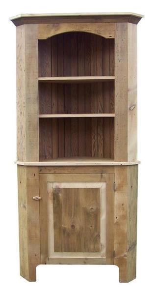 Amish Barnwood Corner Hutch with Open Top