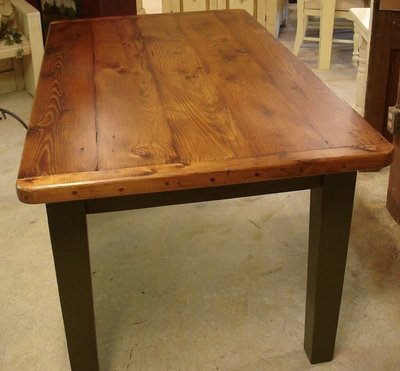 Amish Reclaimed Old Wood Plank Farm Table with Breadboard Ends