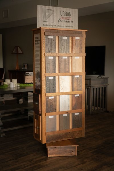 Urban Barnwood sample display at DutchCrafters