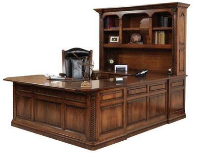 Amish Lexington U Shaped Desk with Optional Hutch Top