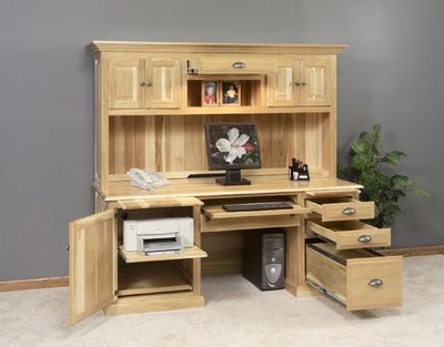 Amish Traditional Computer Desk with Hutch Top