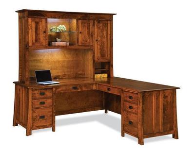 Amish Grant L Desk with Optional Hutch Top