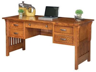 Amish Boston Mission Open Writing Desk with File Drawer