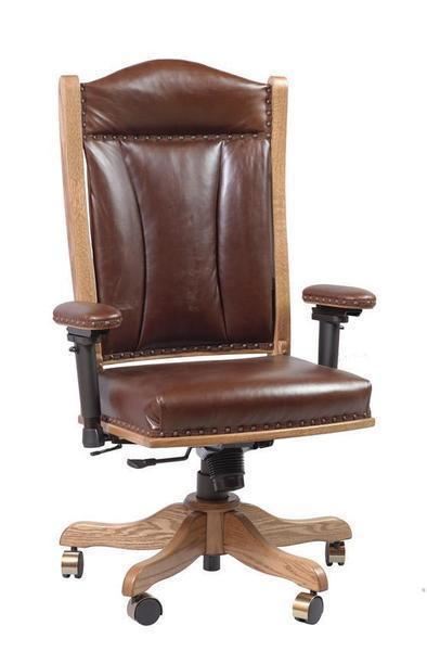 Amish Upholstered Traditional Desk Chair with Adjustable Arms