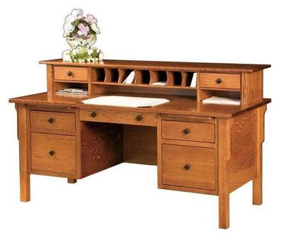 Amish Centennial Flat Top Desk with Optional Hutch