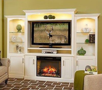 Amish Park Lane Electric Fireplace Entertainment Center with Optional Bookcases