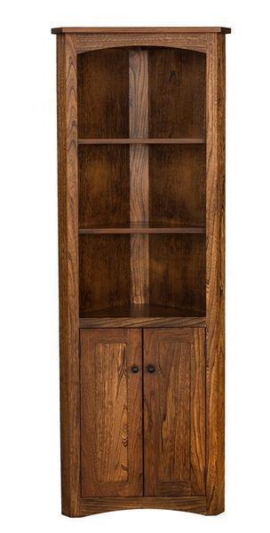 Amish Mission Corner Bookcase with Optional Doors