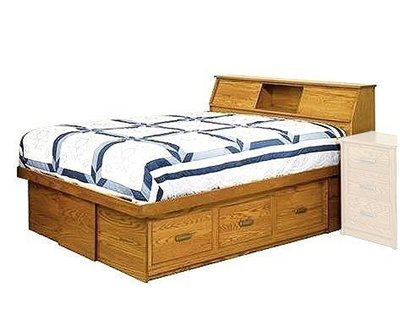 Amish Mission Bed with Bookcase Headboard
