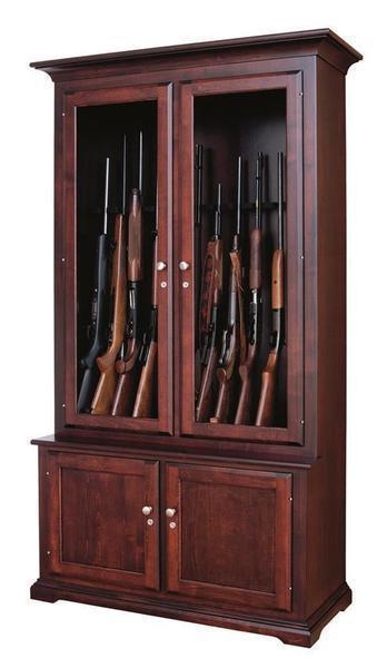 Amish Traditional Solid Wood Gun Cabinet 12 Gun Capacity