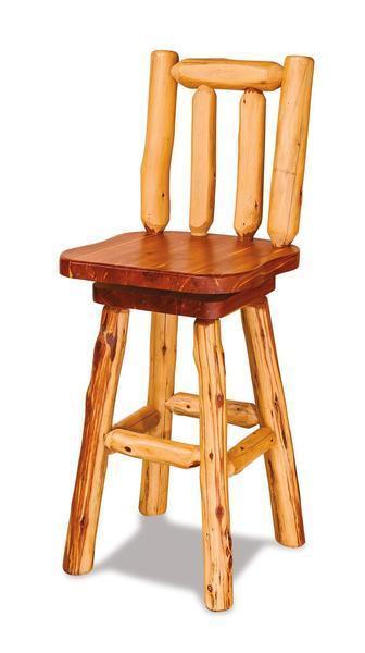 Amish Rustic Log Bar Stool with Swivel