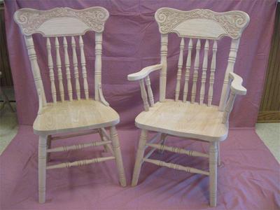 Amish Oak Pressed Back Dining Chairs