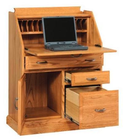 Amish Classic Secretary Desk with File Cabinet Drawer