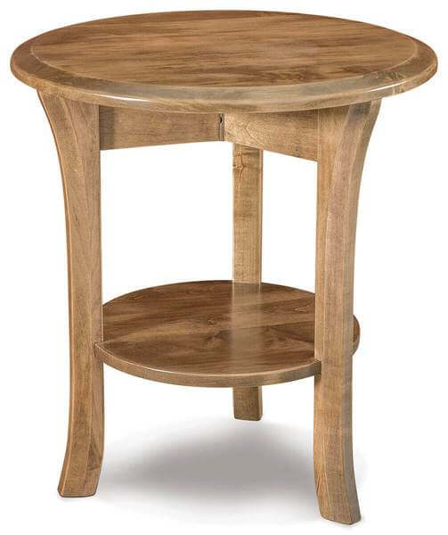 Amish Ensenada Round End Table with Shelf