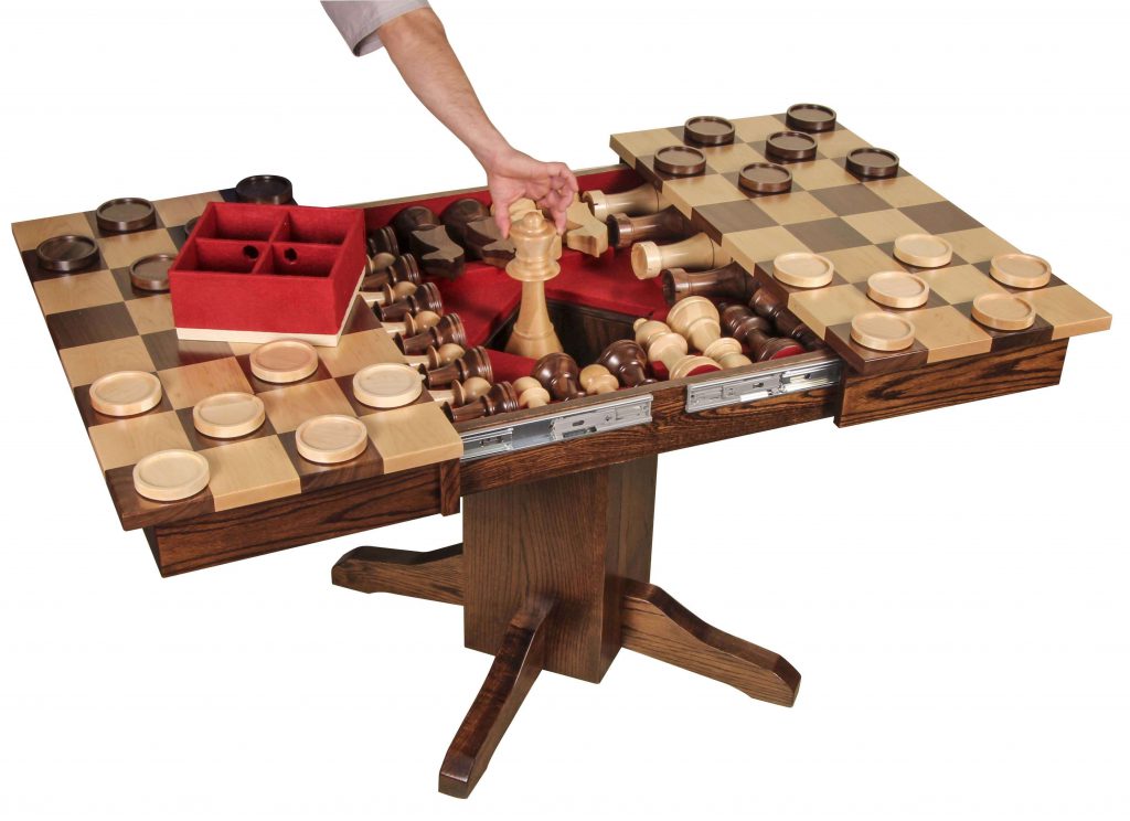 Libby Game Table with Jumbo Sized Chess and Checkers Pieces