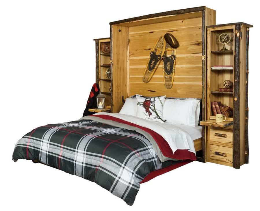 Rustic Hickory Wood Murphy Bed