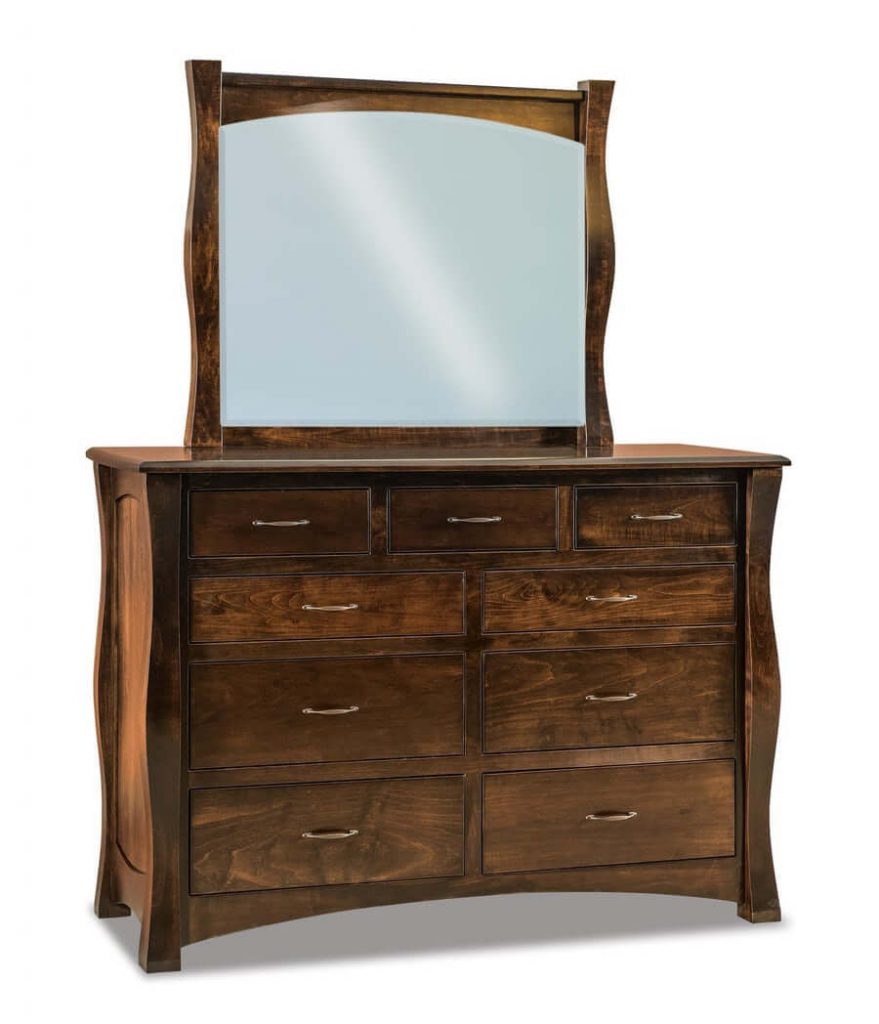 Amish Reno Nine Drawer Dresser with Optional Mirror