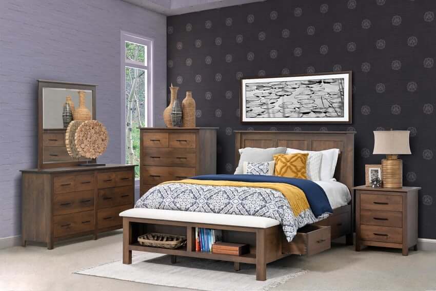 Amish Williamsport Panel Platform Bed with Drawers