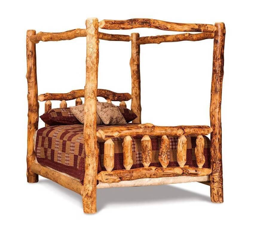 Amish Rustic Log Canopy Bed
