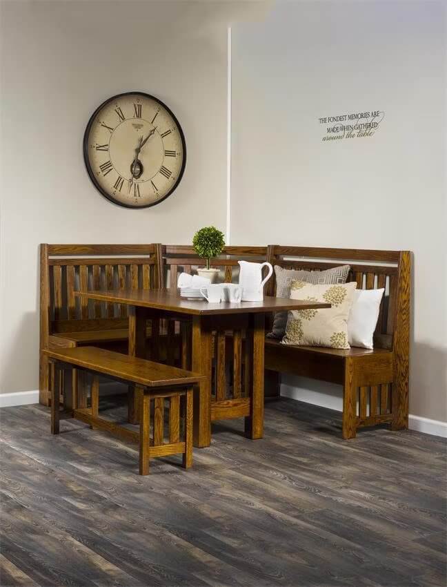 Mission Solid Wood Breakfast Nook Set with Storage