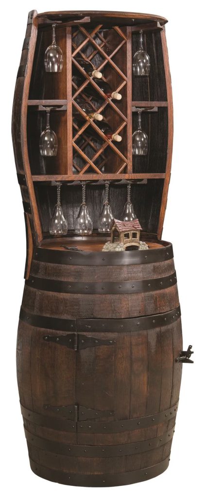 Amish Barrel Hutch with Wine Rack for 7 Bottles