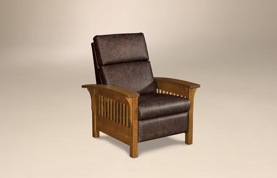 Amish Magnolia Quarter Sawn White Oak Slat Mission Recliner - Quick Ship