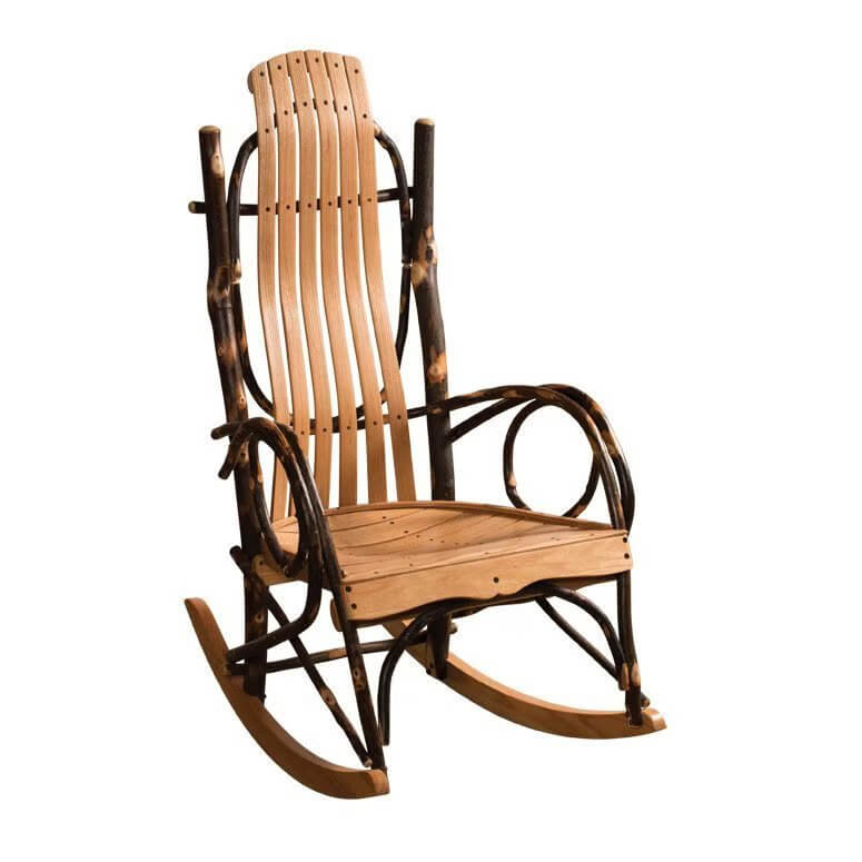 Amish Rustic Hickory Wood Rocker