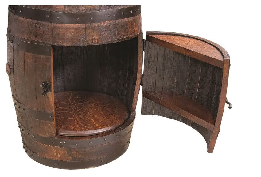 Lazy Susan inside Barrel Hutch Wine Rack