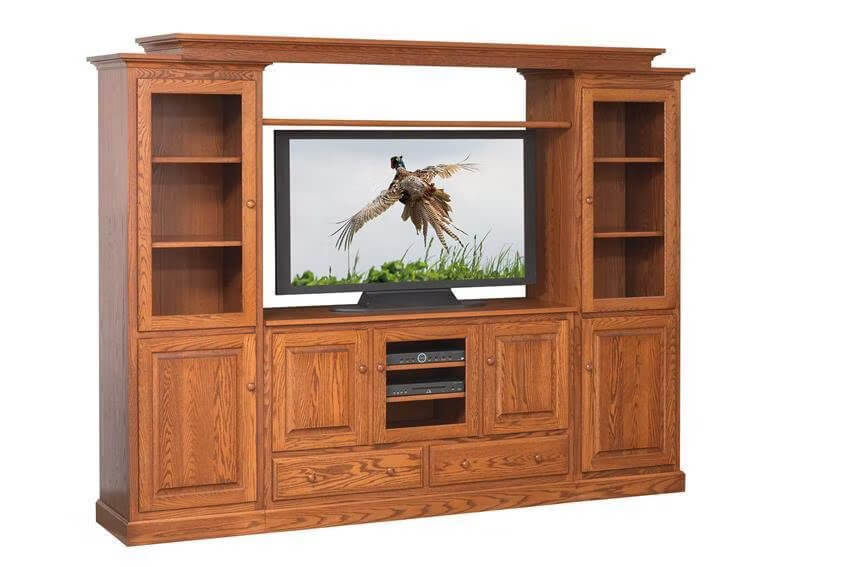 Amish Shaker TV Stand with Two Side Towers