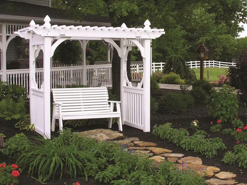 LuxCraft vinyl Swing Stand with 4 Plain Garden Bench