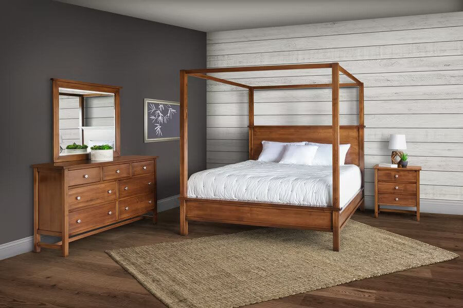 Amish Modern Shaker Four Piece Canopy Bedroom Set