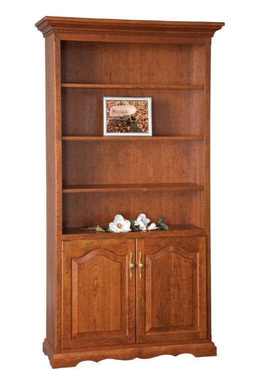 Amish Solid Wood Bookcase with Bottom Doors