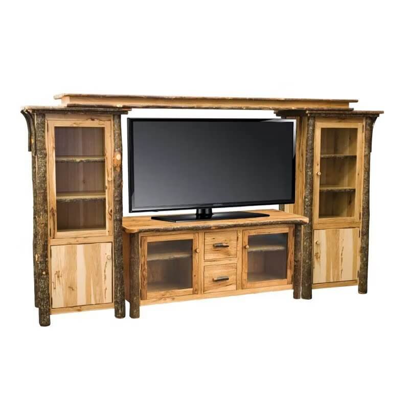 Amish Rustic Hickory Log Modular Entertainment Center