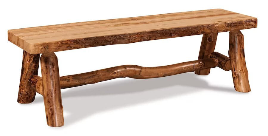 Amish Rustic Log Flat Bench