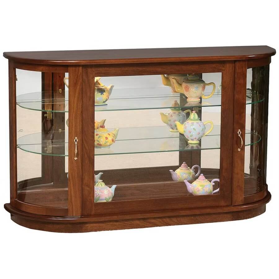 Amish Large Curio Console Cabinet with Rounded Sides