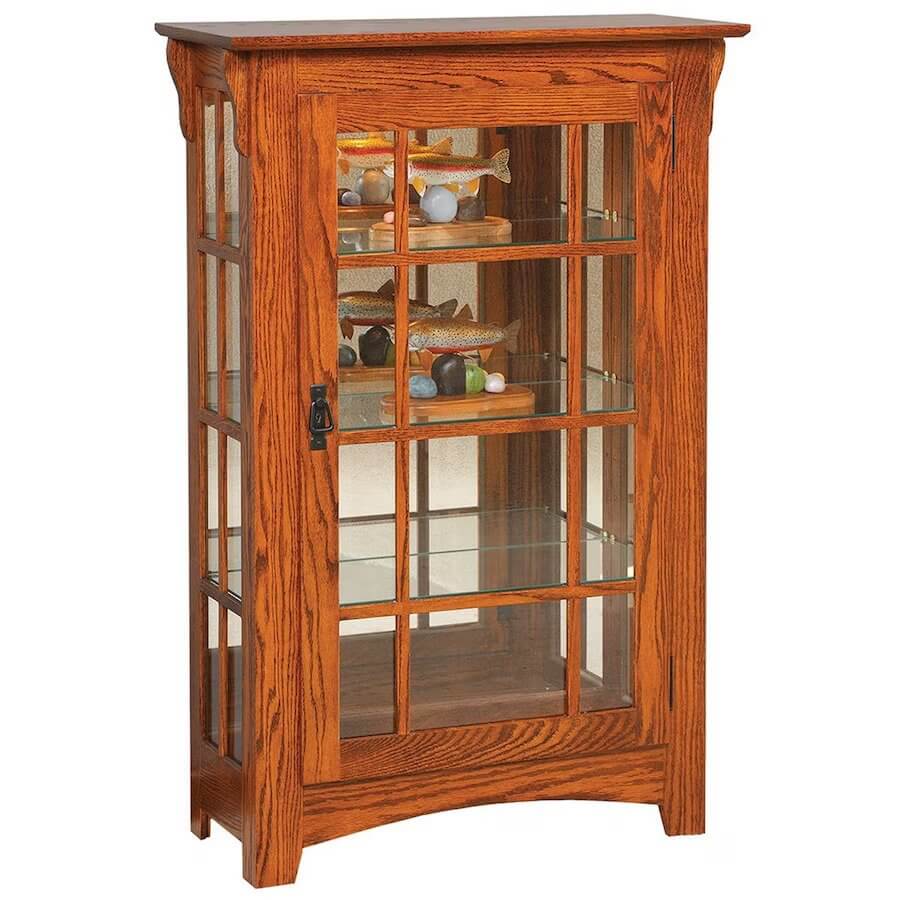Amish Small Mission Curio Cabinet with Mullions
