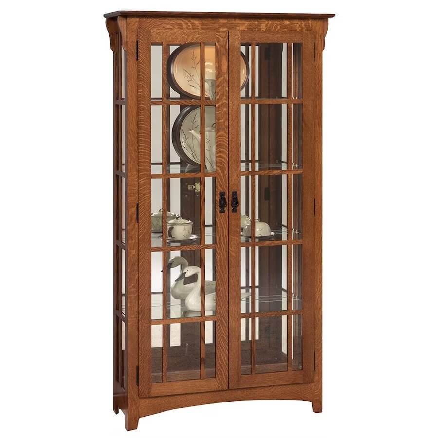 Arts and Crafts Mission Double Door Curio Cabinet